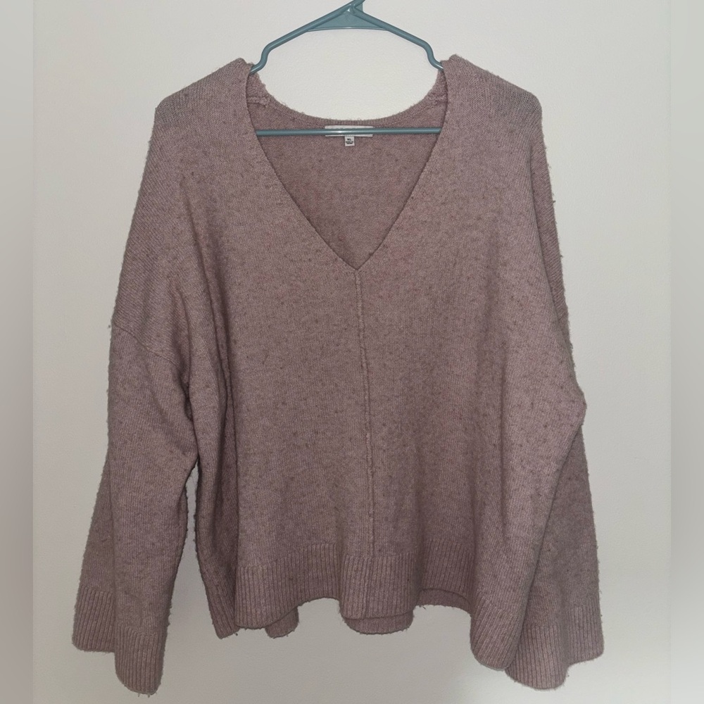 Madewell Wool Blend Blush Pink Beige V-Neck Sweater Size XL